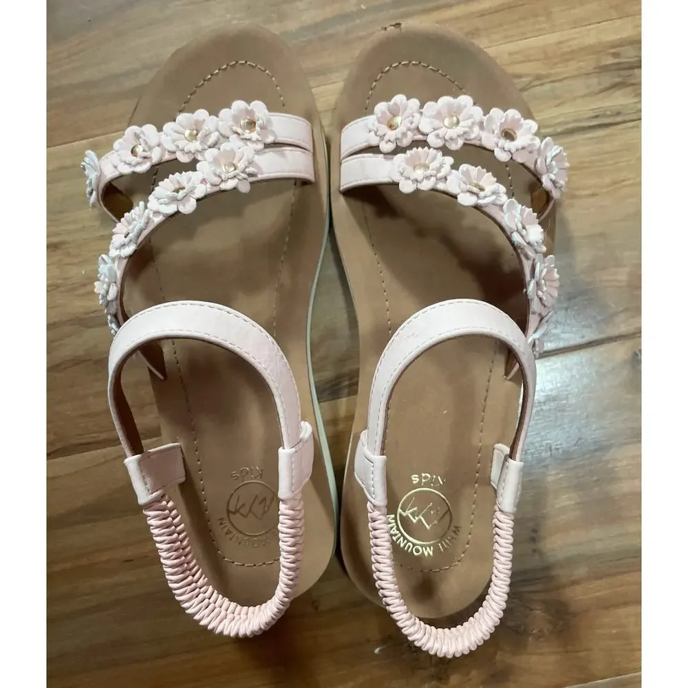 WHITE MOUNTAIN Kids Ease Floral Sandal, Lt.Blush/Smooth, Size 3 M w/Box